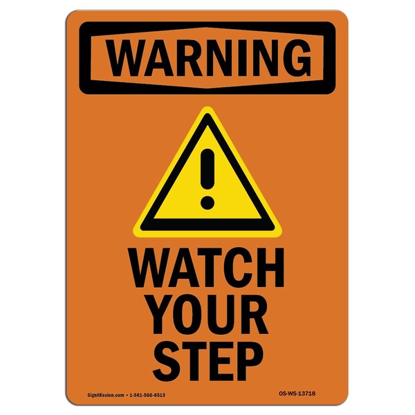 OSHA, Watch Your Step, 5in X 3.5in, 10PK, 3.5" W, 5" H, Portrait, PK10, OS-WS-D-35-V-13718-10PK